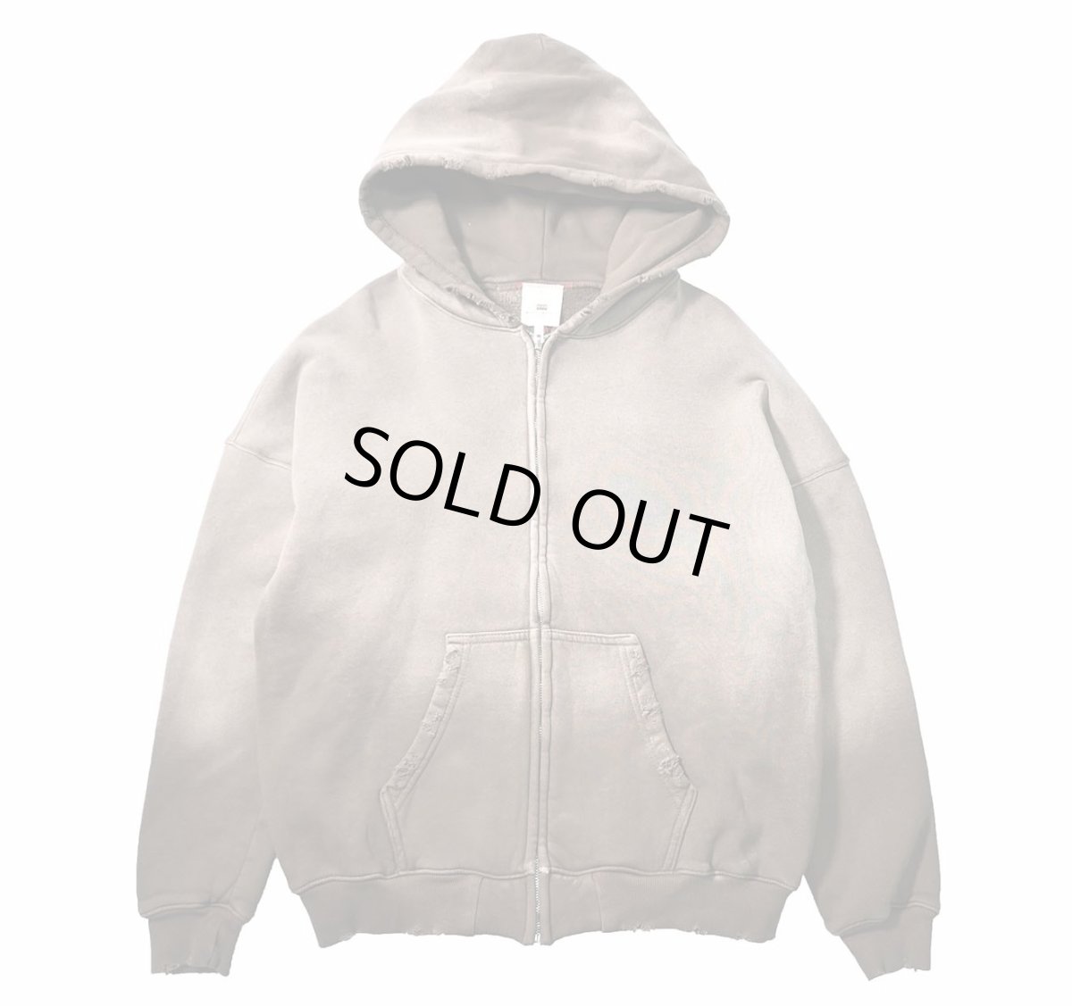 画像1: MOOJI MOOJI US Oversize Zip Up Hoodie Aged Stone Grey (1)