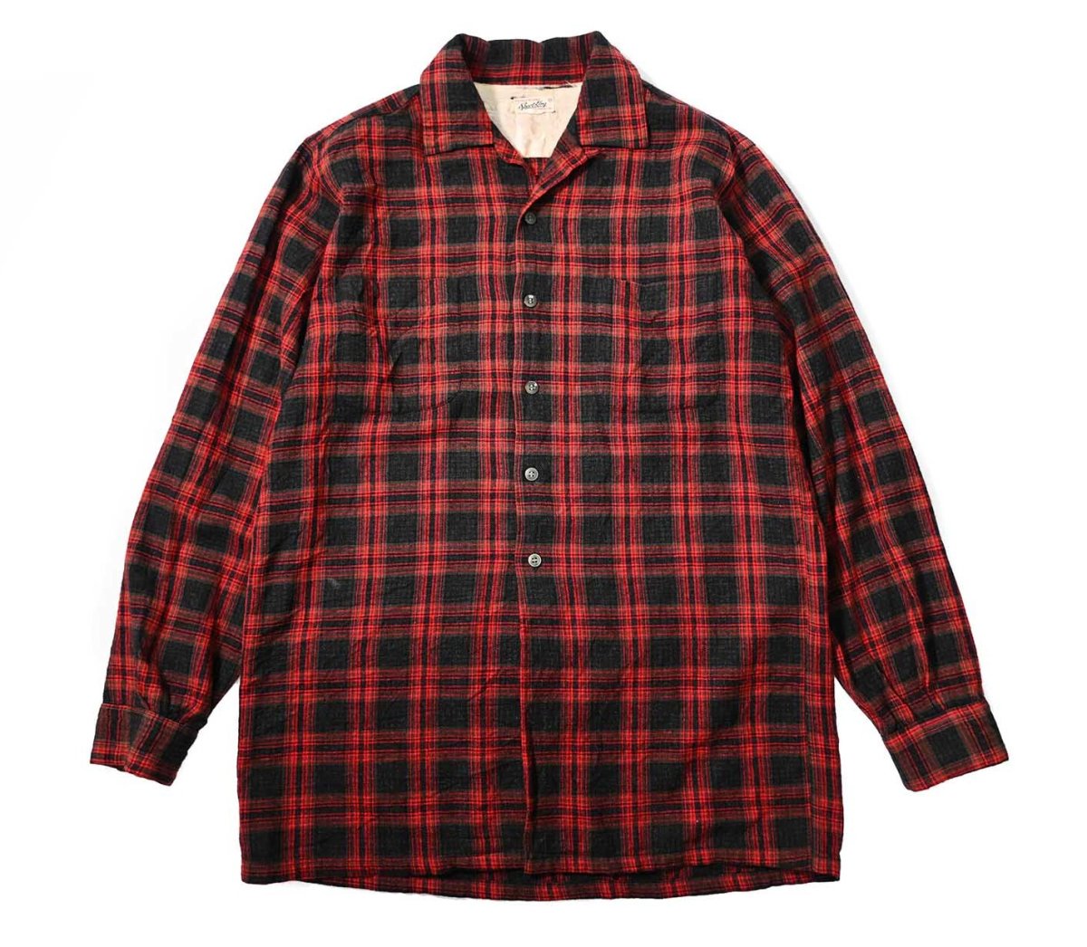 画像1: 60s Used Sports King Open Collar Wool Shirt (1)