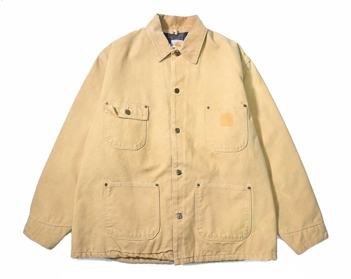 画像1: Used Carhartt Blanket Lined Michigan Chore Coat Wheat made in USA (1)