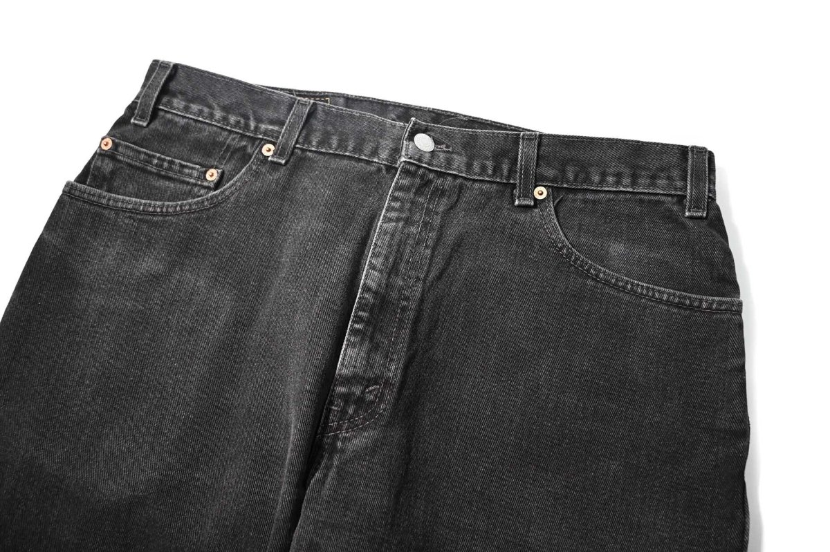 画像2: 01' Used Levi's 505 Denim Pants Cut Off Black made in USA リーバイス (2)