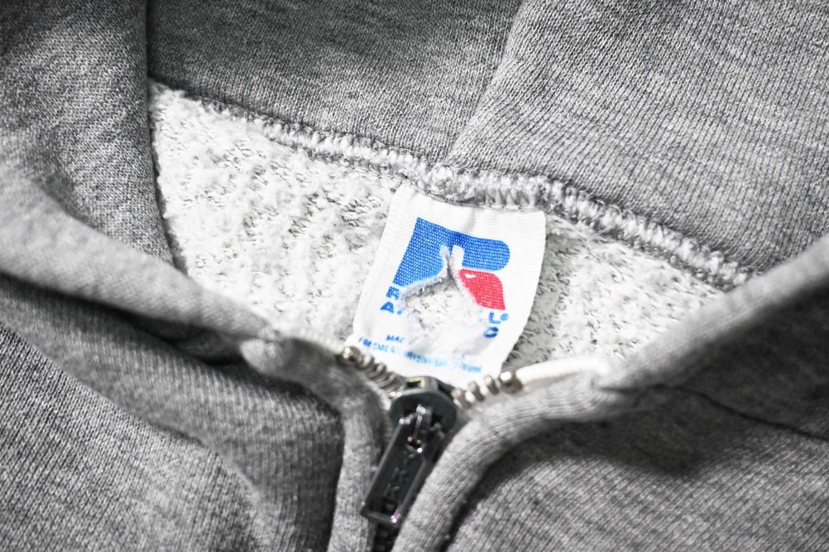 画像4: Used Russell Athletic Blank Zip Sweat Hoodie Grey (4)