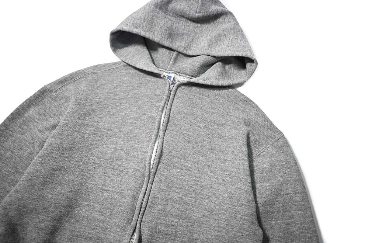 画像2: Used Russell Athletic Blank Zip Sweat Hoodie Grey (2)