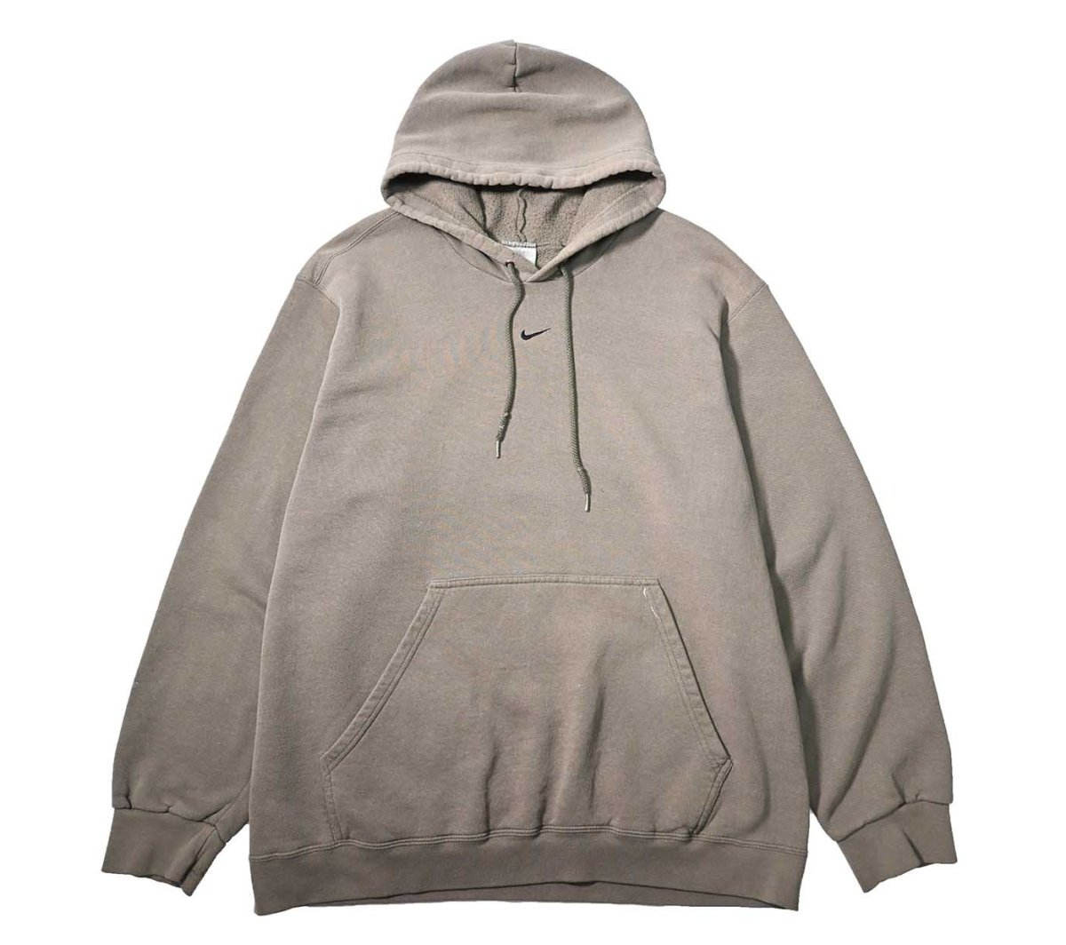 画像1: 00s Used Nike Embroidered Sweat Hoodie Khaki (1)