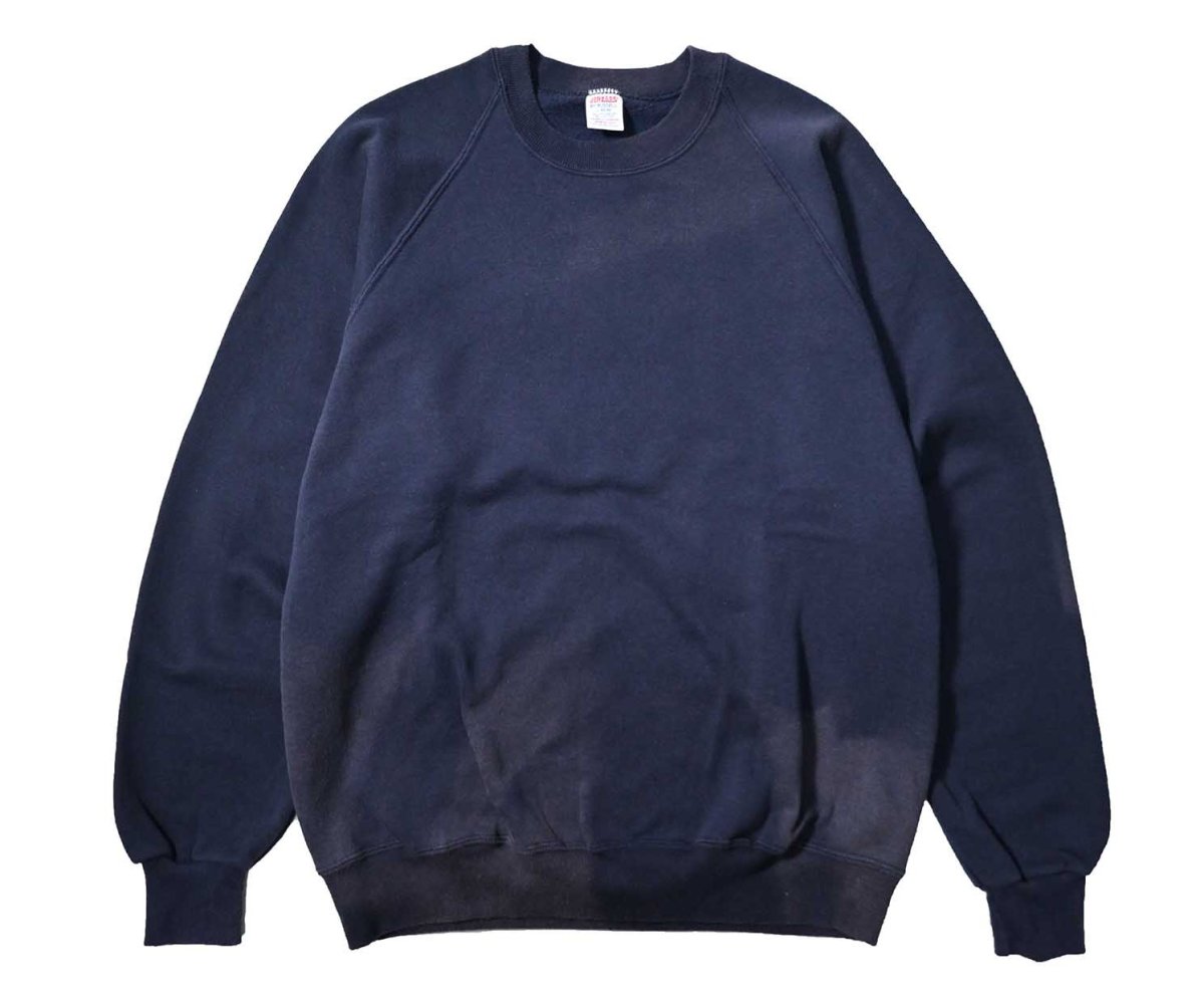 画像1: Used Jerzees by Russell Raglan Sleeve Blank Sweat Shirt Navy made in USA (1)