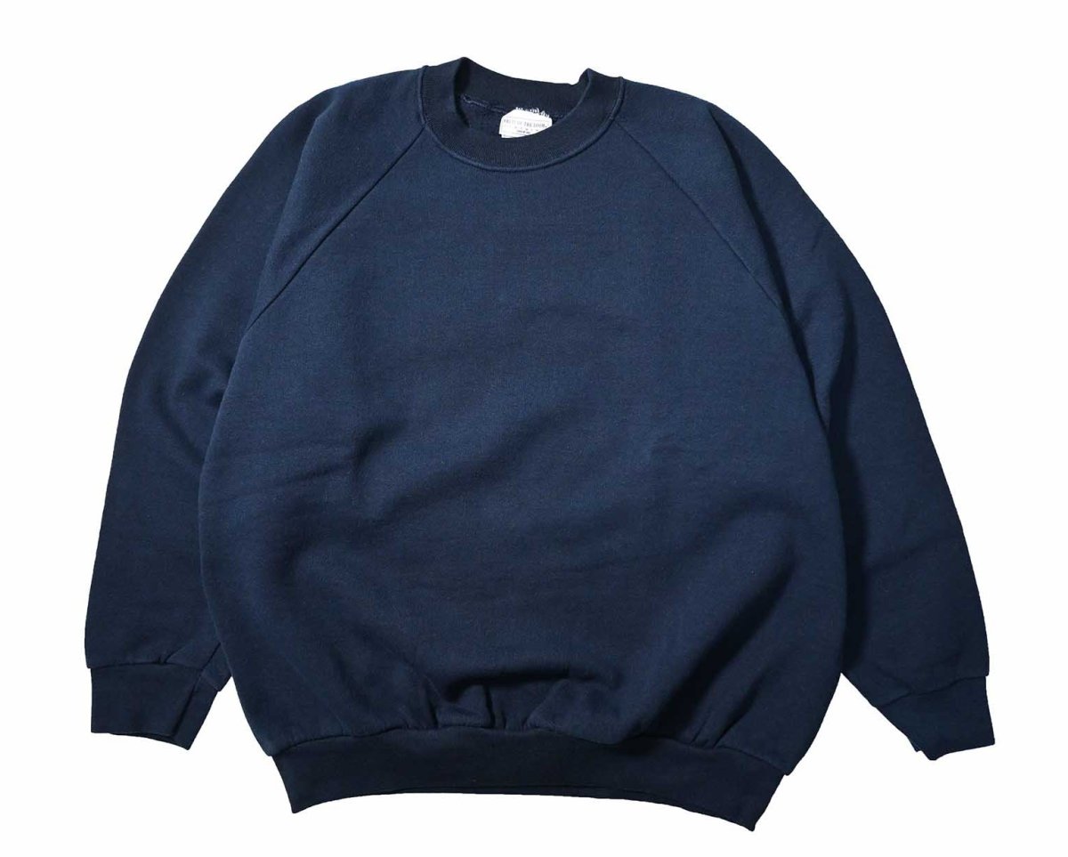 画像1: Used Fruit of the Loom Raglan Sleeve Blank Sweat Shirt Navy (1)