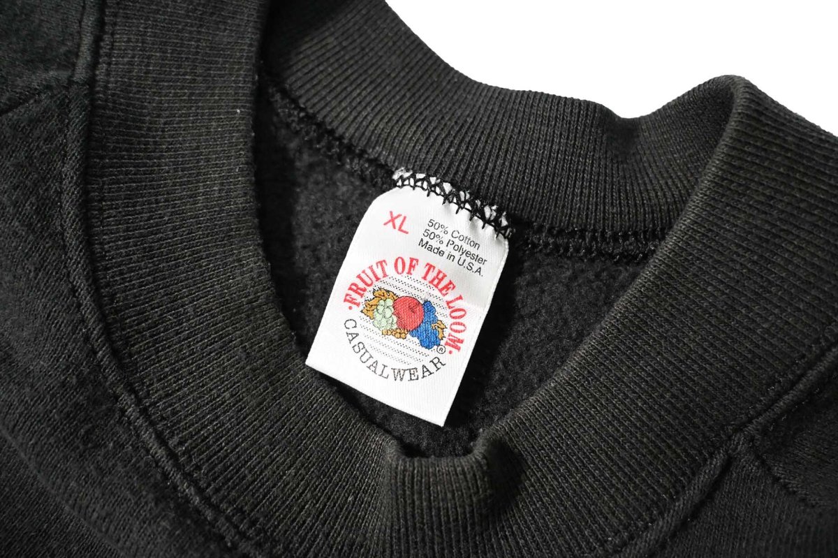 画像4: Used Fruit of the Loom Raglan Sleeve Blank Sweat Shirt Black made in USA (4)