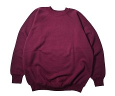 画像1: Used Hanes Raglan Sleeve Blank Sweat Shirt Burgundy made in USA (1)