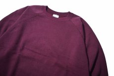 画像2: Used Hanes Raglan Sleeve Blank Sweat Shirt Burgundy made in USA (2)