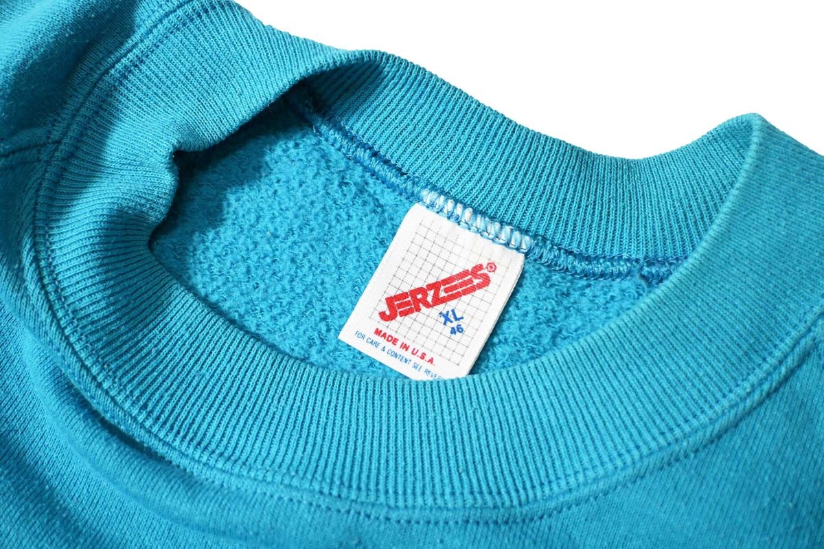 画像4: Used Jerzees Raglan Sleeve Blank Sweat Shirt Turquoise made in USA (4)
