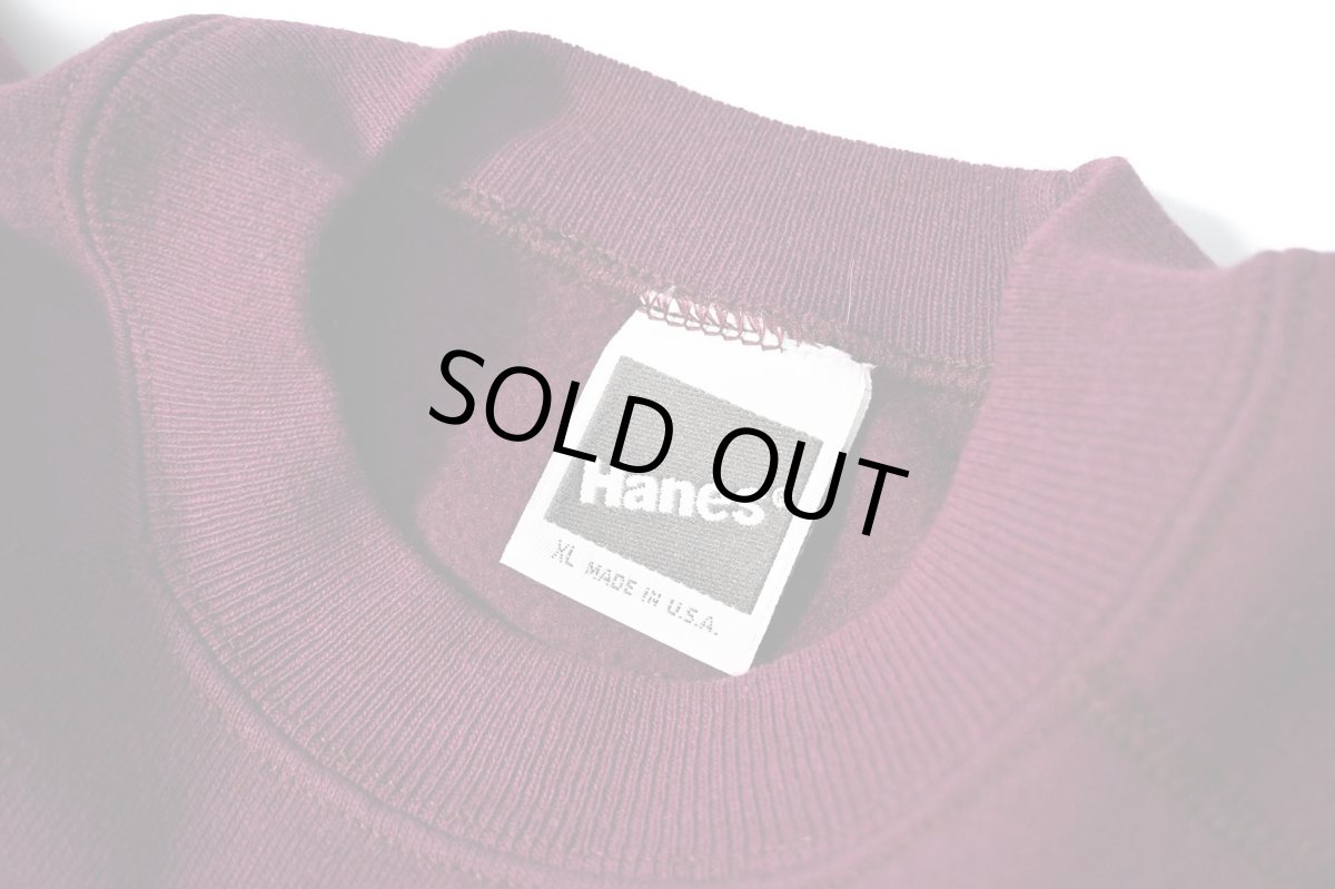 画像4: Used Hanes Raglan Sleeve Blank Sweat Shirt Burgundy made in USA (4)