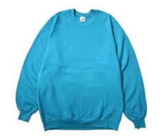画像1: Used Jerzees Raglan Sleeve Blank Sweat Shirt Turquoise made in USA (1)