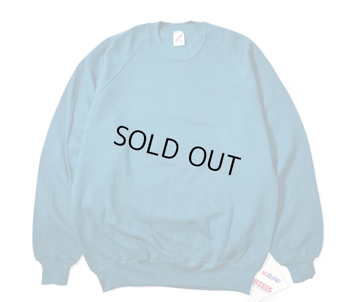 画像1: Deadstock Jerzees Raglan Sleeve Blank Sweat Shirt Blue made in USA (1)