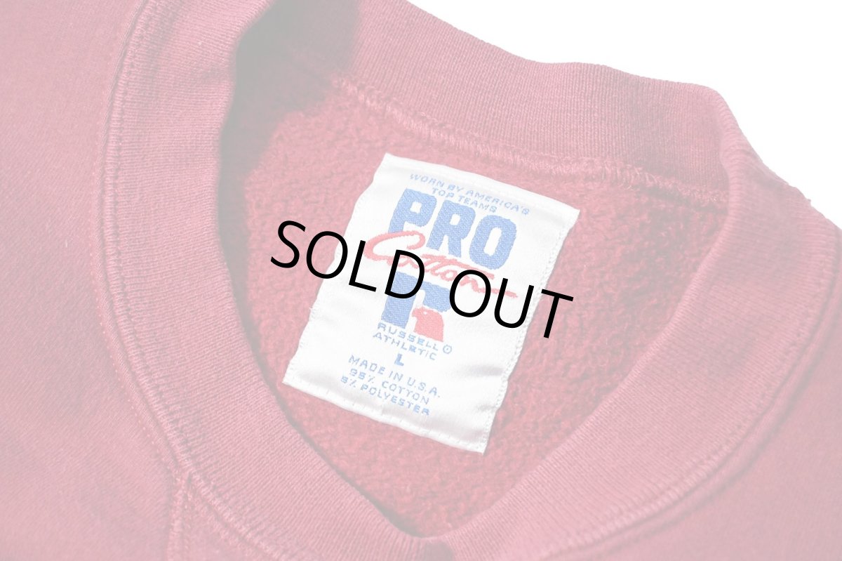 画像4: Used Russell Athletic Blank Sweat Shirt Burgundy made in USA (4)