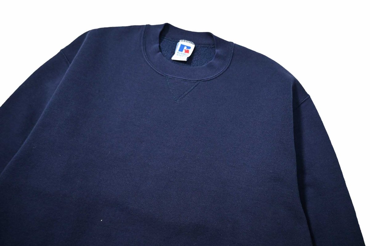 画像2: Used Russell Athletic Blank Sweat Shirt Navy made in USA (2)