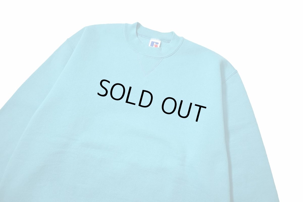 画像2: Used Russell Athletic Blank Sweat Shirt Turquoise made in USA (2)