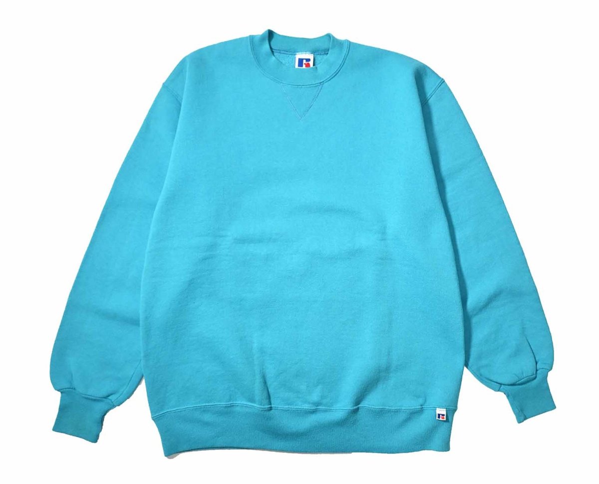 画像1: Used Russell Athletic Blank Sweat Shirt Turquoise made in USA (1)