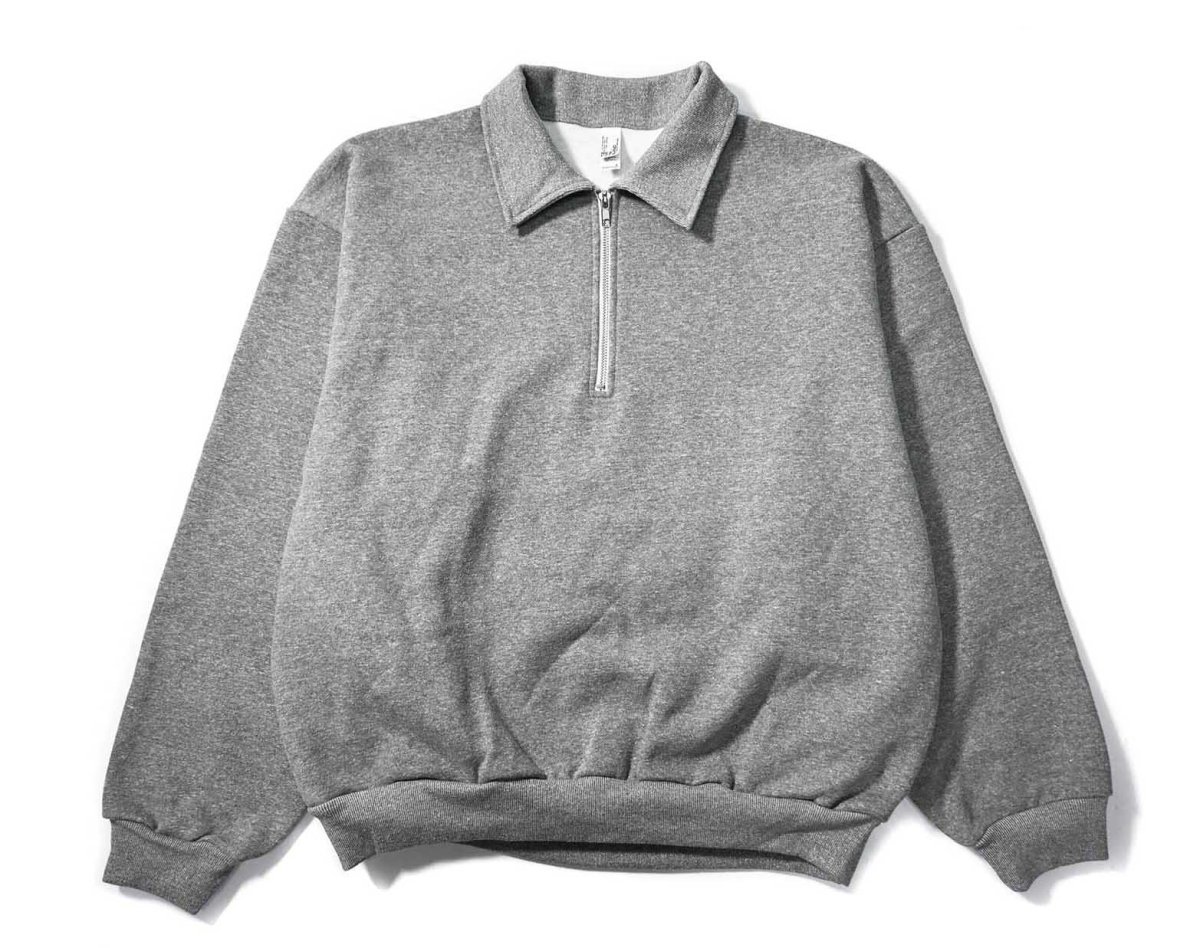 画像1: Los Angeles Apparel Half Zip Collared Pullover Heather Grey ロサンゼルスアパレル (1)