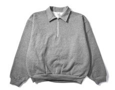 画像1: Los Angeles Apparel Half Zip Collared Pullover Heather Grey ロサンゼルスアパレル (1)