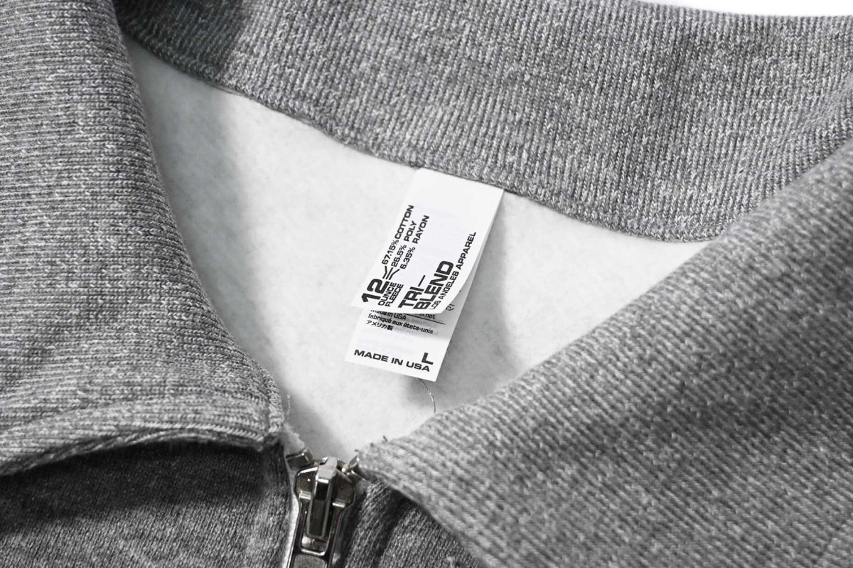 画像4: Los Angeles Apparel Half Zip Collared Pullover Heather Grey ロサンゼルスアパレル (4)