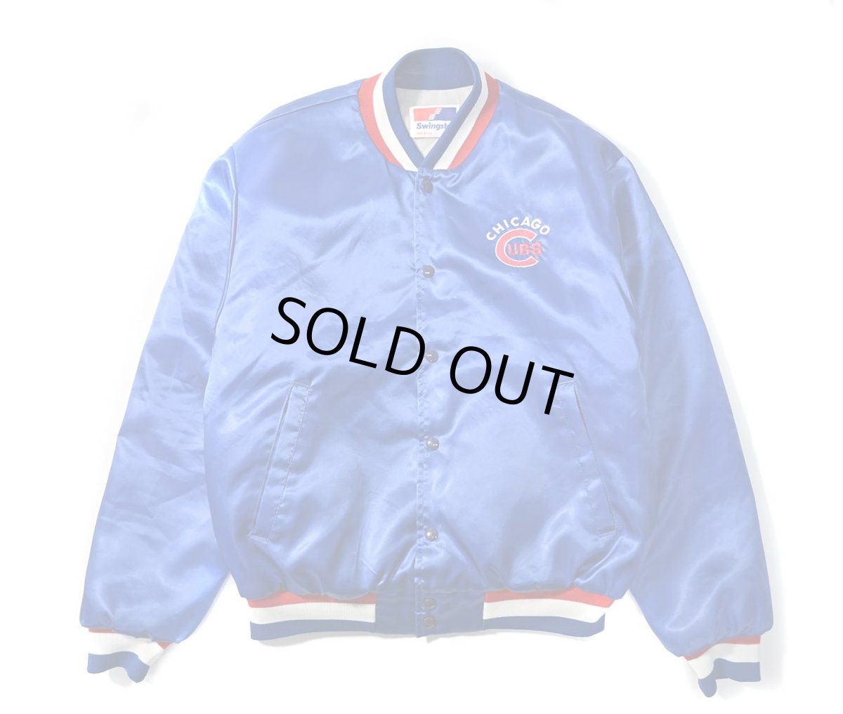 画像1: Used Satin Varsity Jacket "Chicago Cubs" made in USA (1)