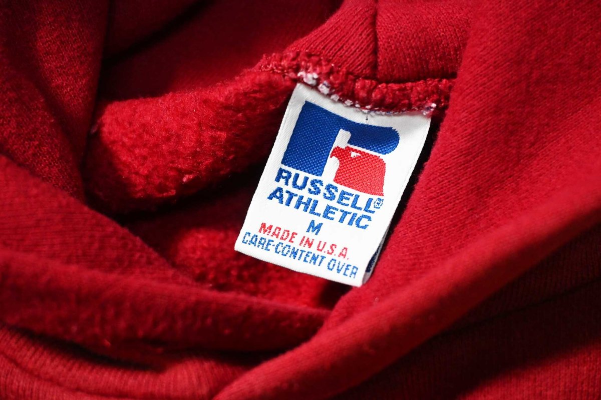 画像4: Used Russell Athletic Blank Sweat Hoodie Fade Burgundy made in USA (4)