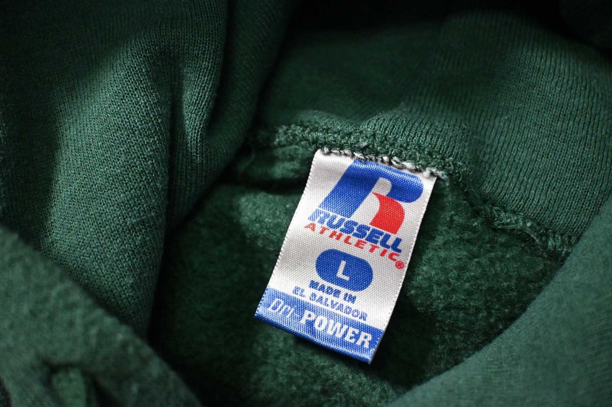 画像4: Used Russell Athletic Blank Sweat Hoodie Fade Green (4)