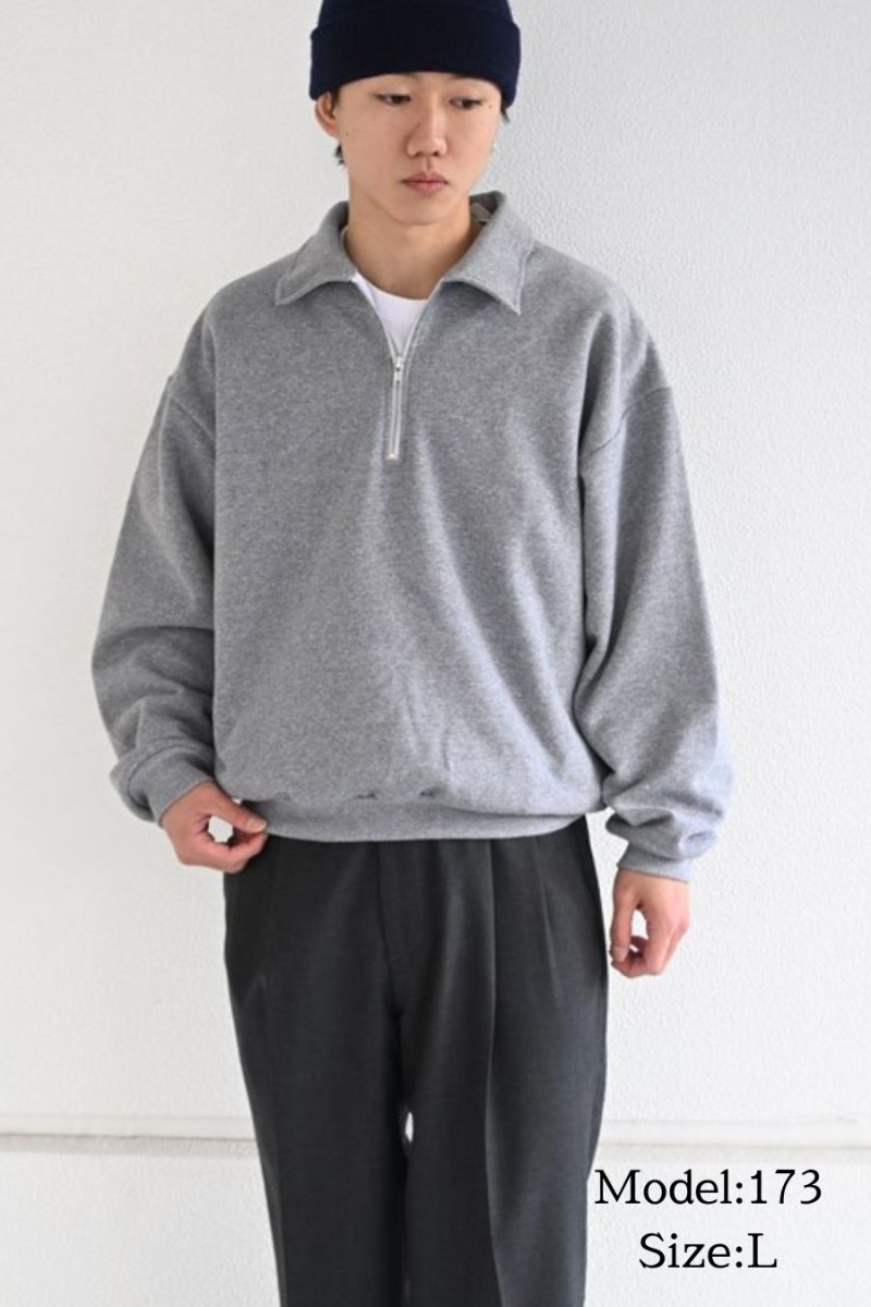 画像5: Los Angeles Apparel Half Zip Collared Pullover Heather Grey ロサンゼルスアパレル (5)