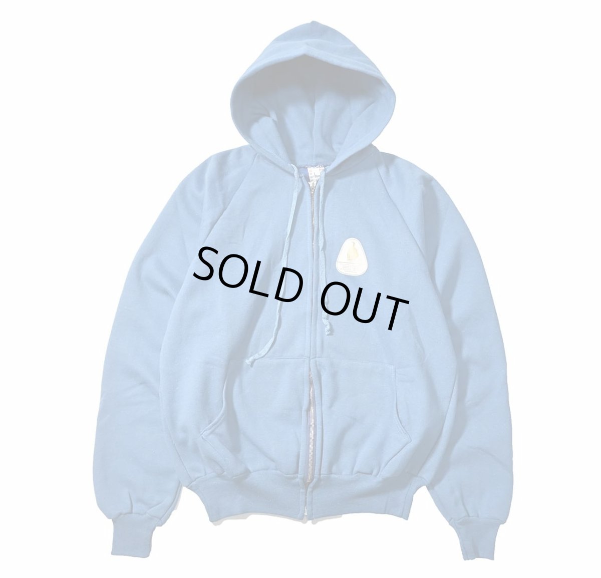 画像1: 80s Deadstock Ego-Trix by Hidaco Blank Sweat Zip Hoodie Sax made in Poland (1)