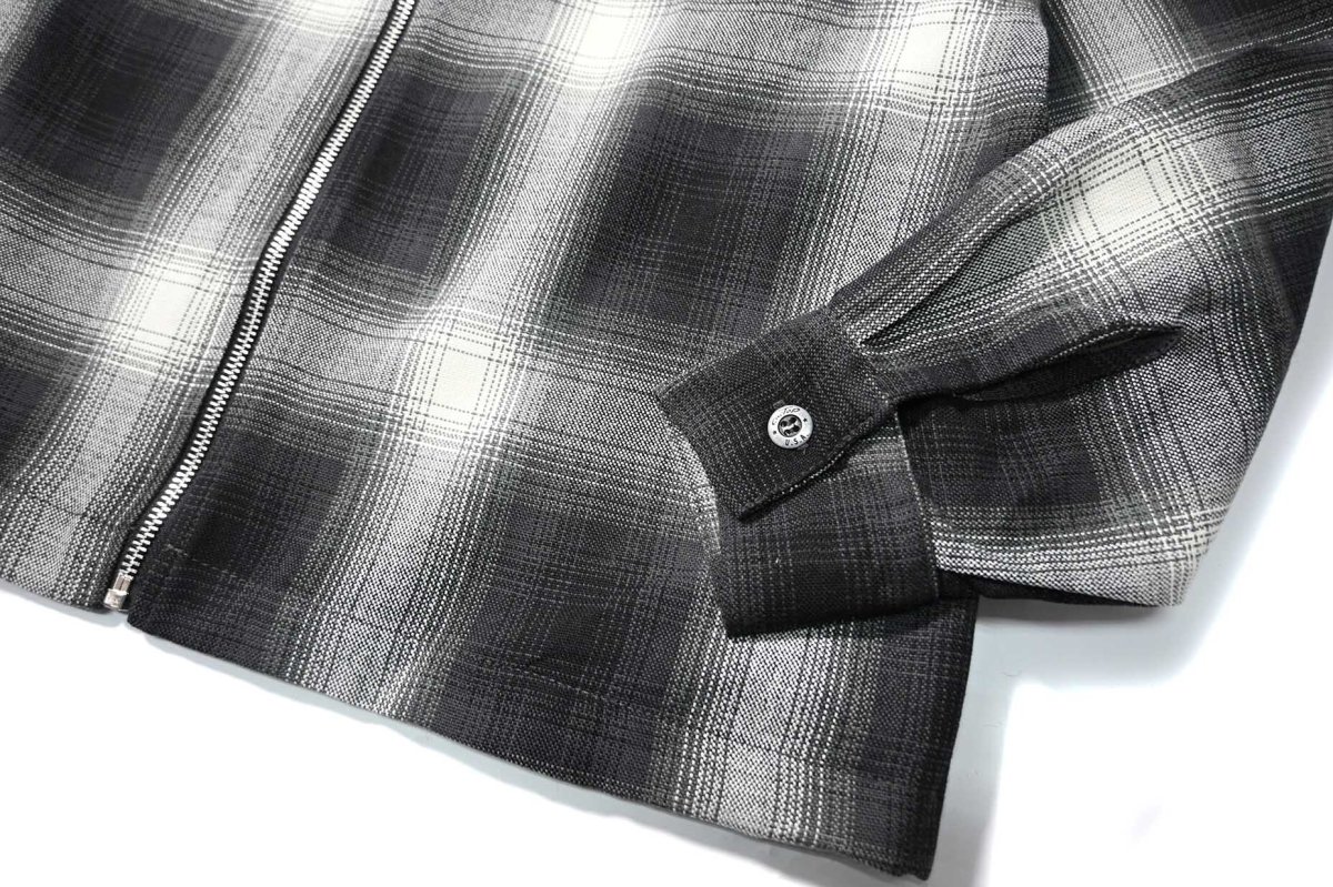 画像4: Caltop Zip Up Ombre Check Shirt Black/Ivory (4)