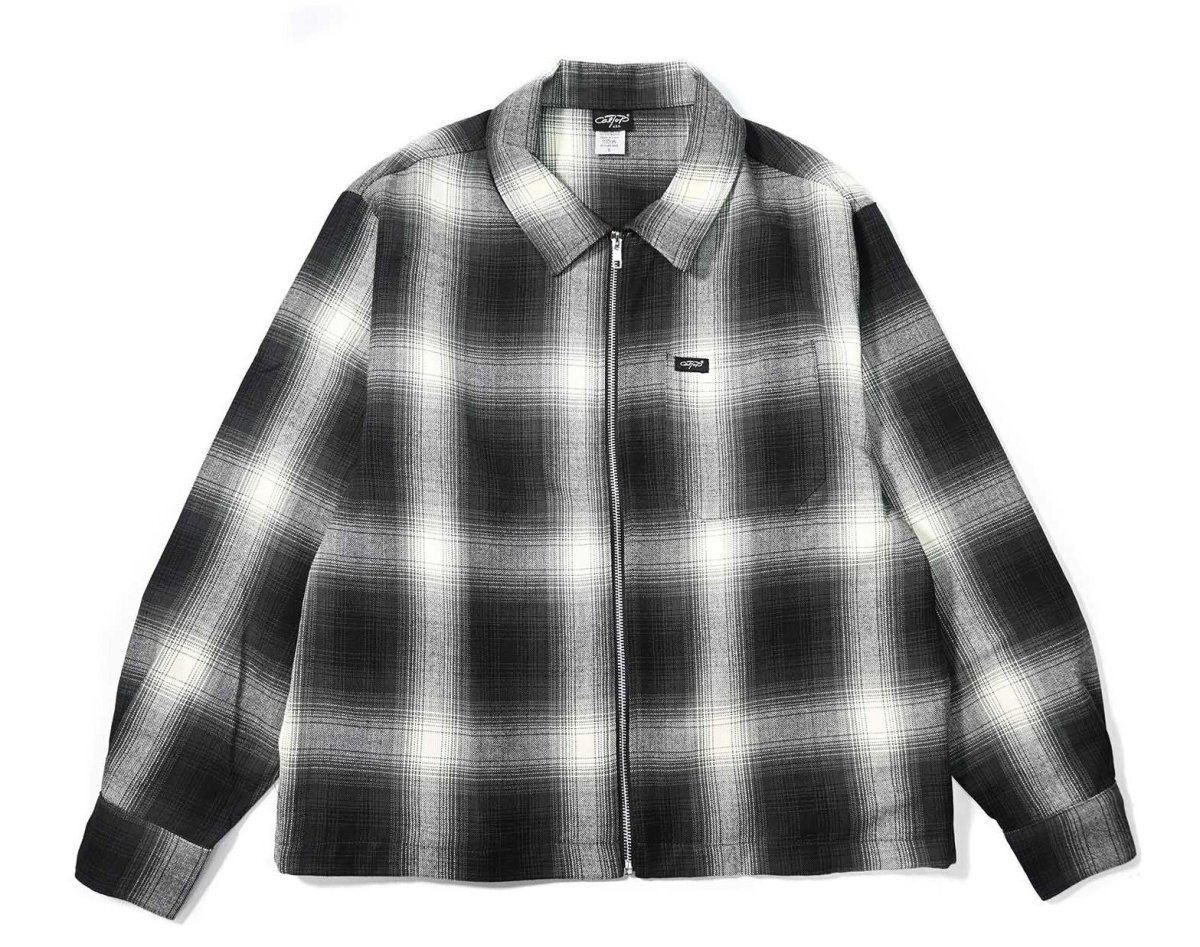 画像1: Caltop Zip Up Ombre Check Shirt Black/Ivory (1)
