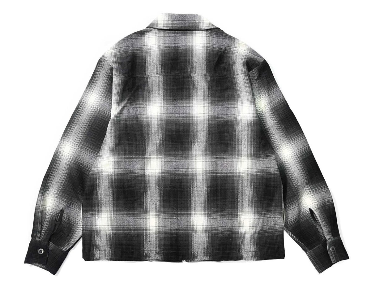 画像2: Caltop Zip Up Ombre Check Shirt Black/Ivory (2)