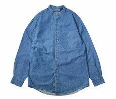画像1: Used Lands' End Band Collar Denim Shirt (1)