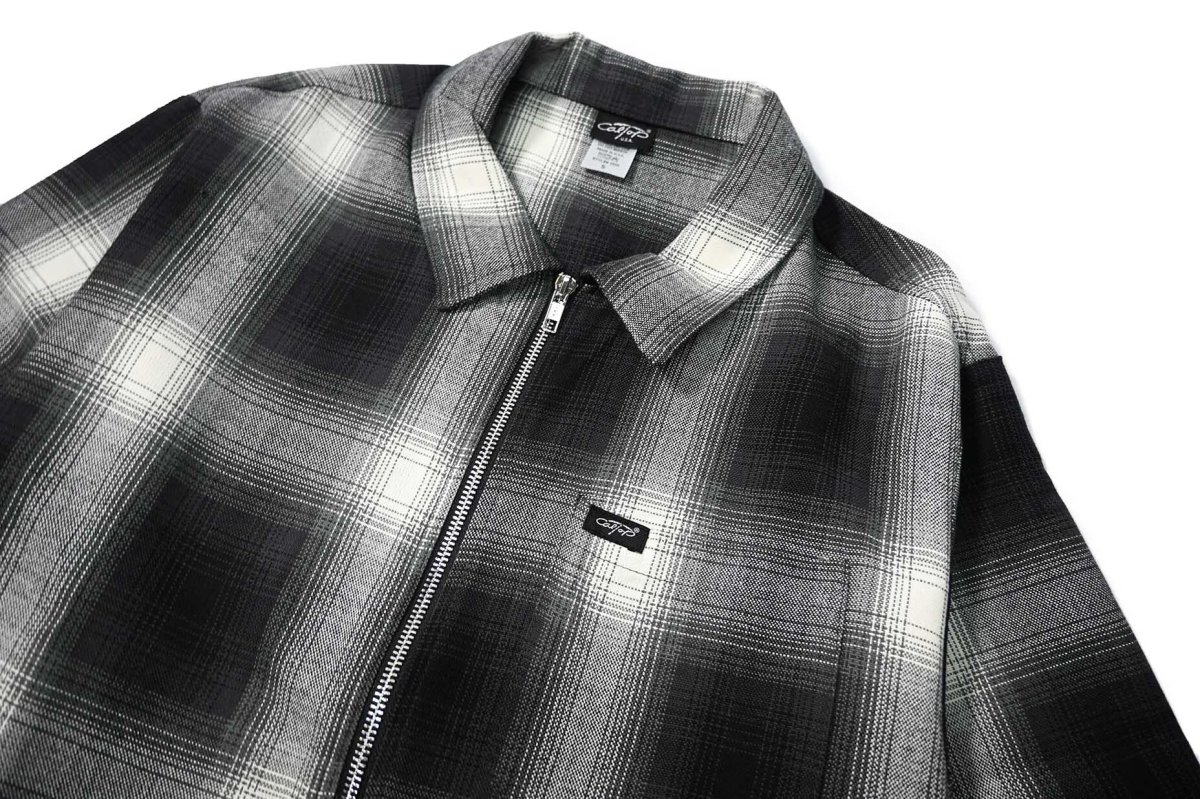 画像3: Caltop Zip Up Ombre Check Shirt Black/Ivory (3)