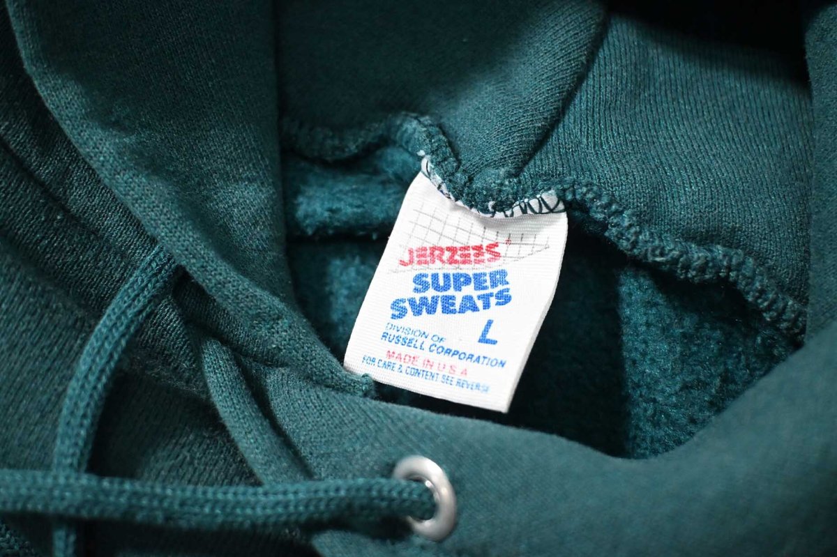 画像4: Used Jerzees Blank Sweat Hoodie Jade made in USA (4)