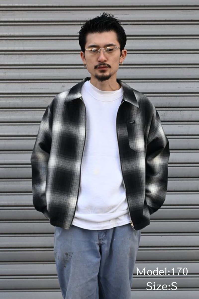 画像7: Caltop Zip Up Ombre Check Shirt Black/Ivory (7)