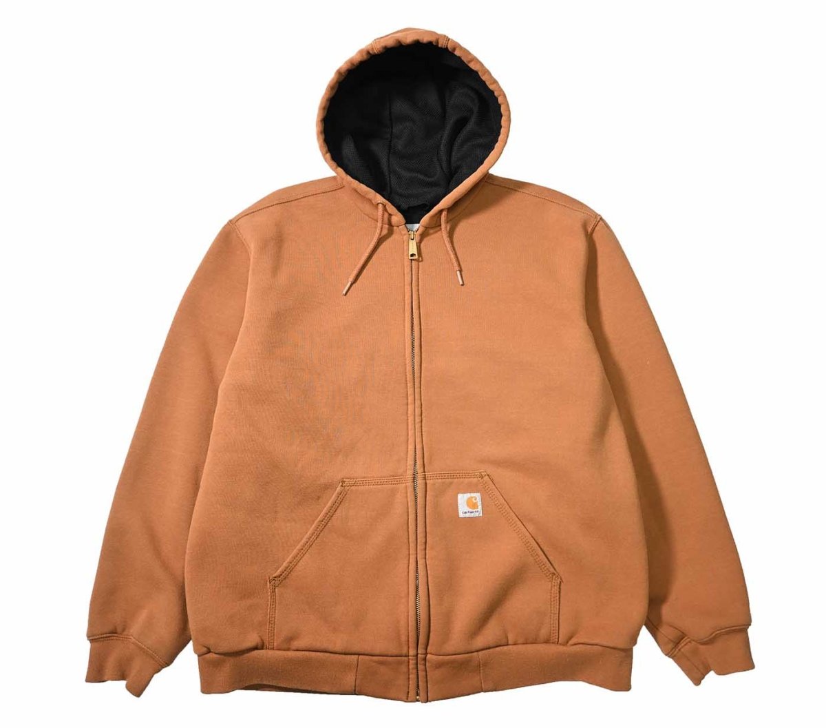 画像1: Used Carhartt Thermal Lined Zip Sweat Hoodie Brown (1)