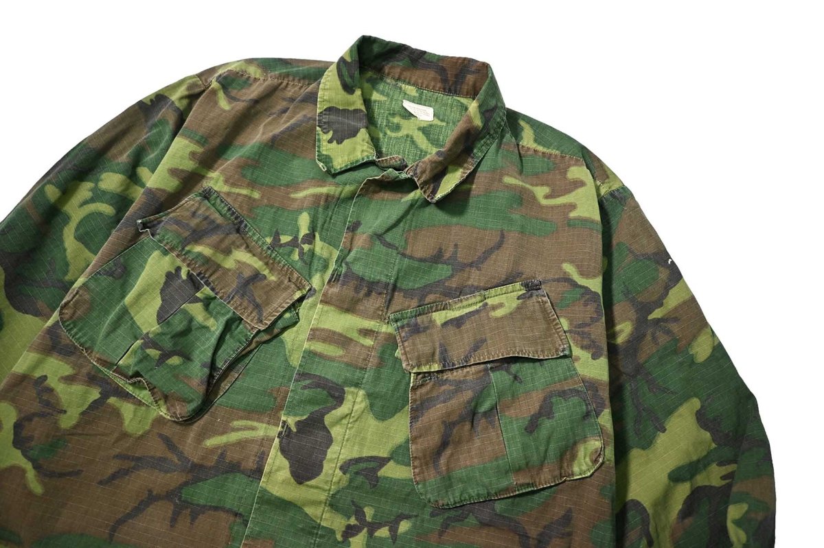 画像2: Used Us Military Ripstop Poplin Jungle Fatigue Jacket ERDL Leaf Camo (2)