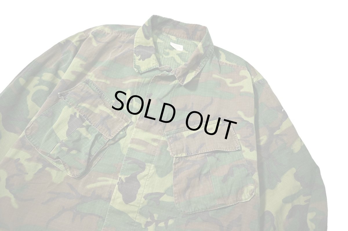 画像2: Used Us Military Ripstop Poplin Jungle Fatigue Jacket ERDL Leaf Camo (2)