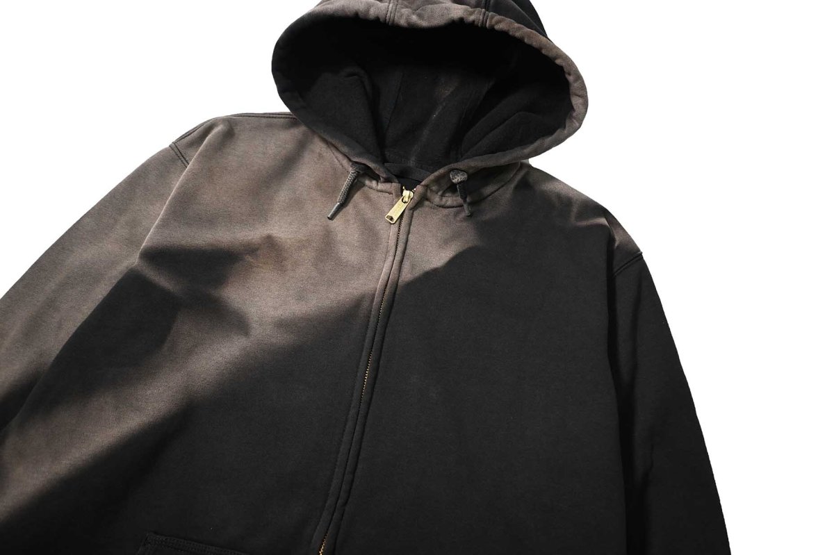 画像2: Used Carhartt Zip Sweat Hoodie Fade Black (2)