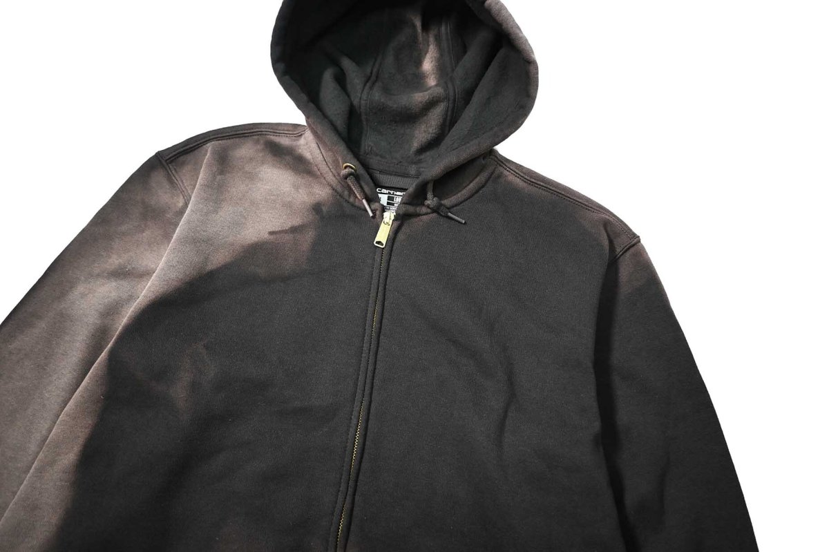 画像2: Used Carhartt Zip Sweat Hoodie Fade Black (2)