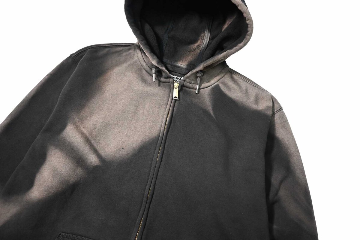 画像2: Used Carhartt Zip Sweat Hoodie Fade Black (2)