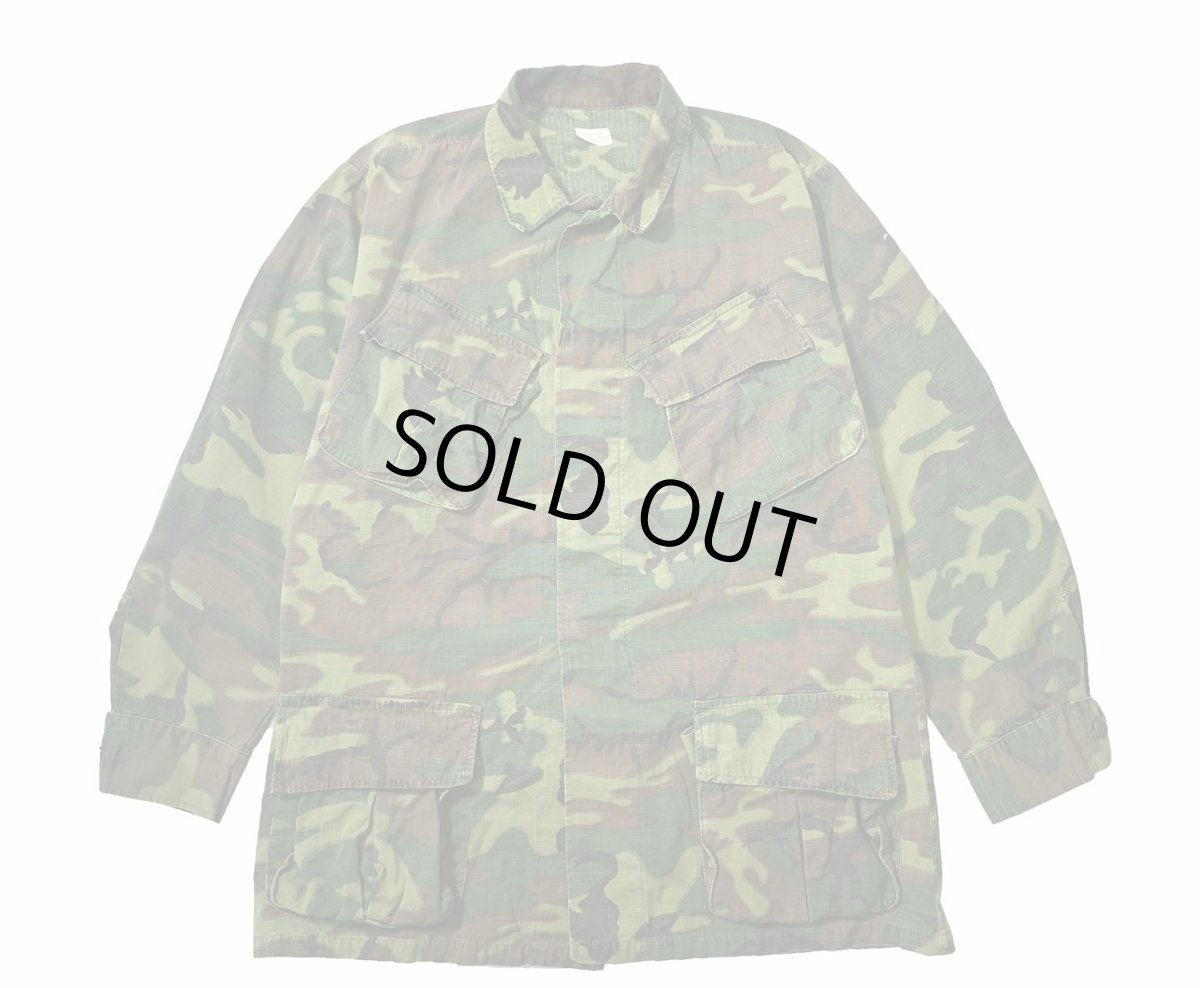 画像1: Used Us Military Ripstop Poplin Jungle Fatigue Jacket ERDL Leaf Camo (1)