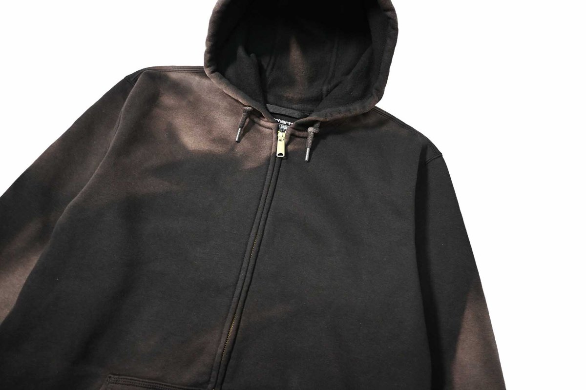 画像2: Used Carhartt Zip Sweat Hoodie Fade Black (2)