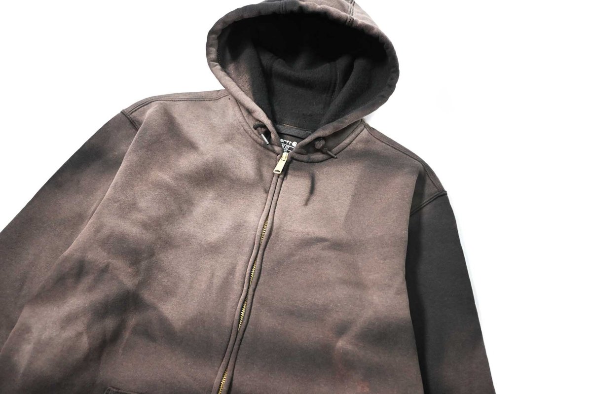 画像2: Used Carhartt Zip Sweat Hoodie Fade Black (2)
