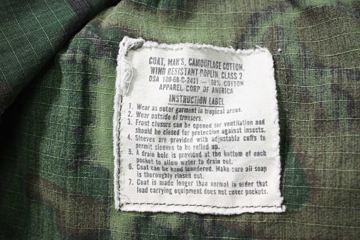 画像5: Used Us Military Ripstop Poplin Jungle Fatigue Jacket ERDL Leaf Camo (5)