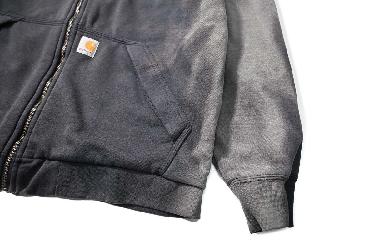 画像3: Used Carhartt Thermal Lined Zip Sweat Hoodie Fade Navy (3)