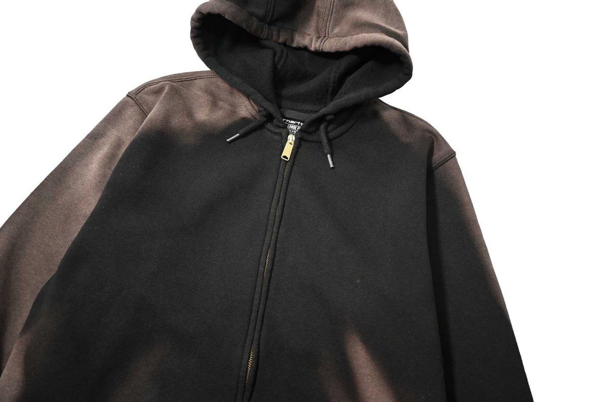 画像2: Used Carhartt Zip Sweat Hoodie Fade Black (2)