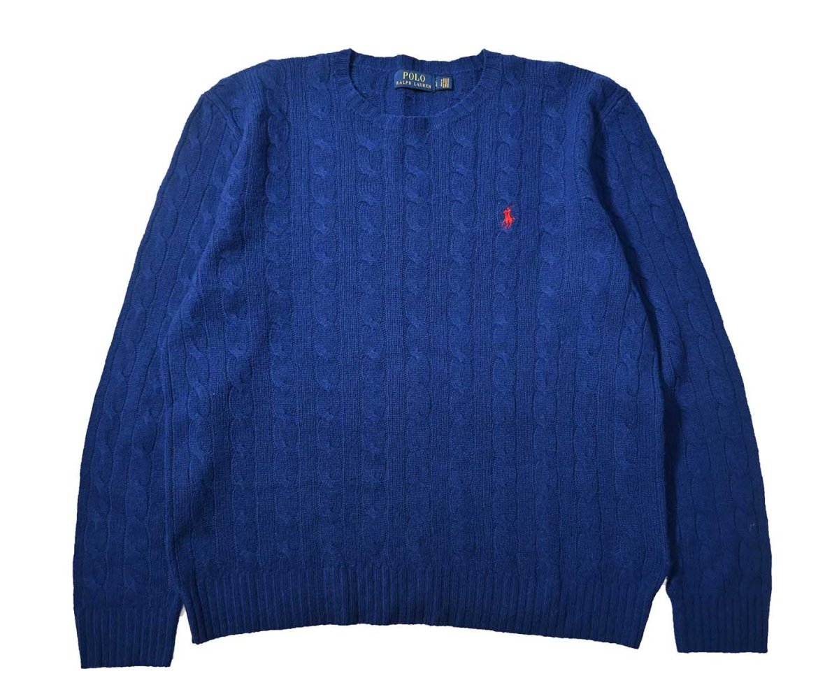 画像1: Used Polo Ralph Lauren Wool/Cashmere Knit Sweater Blue (1)