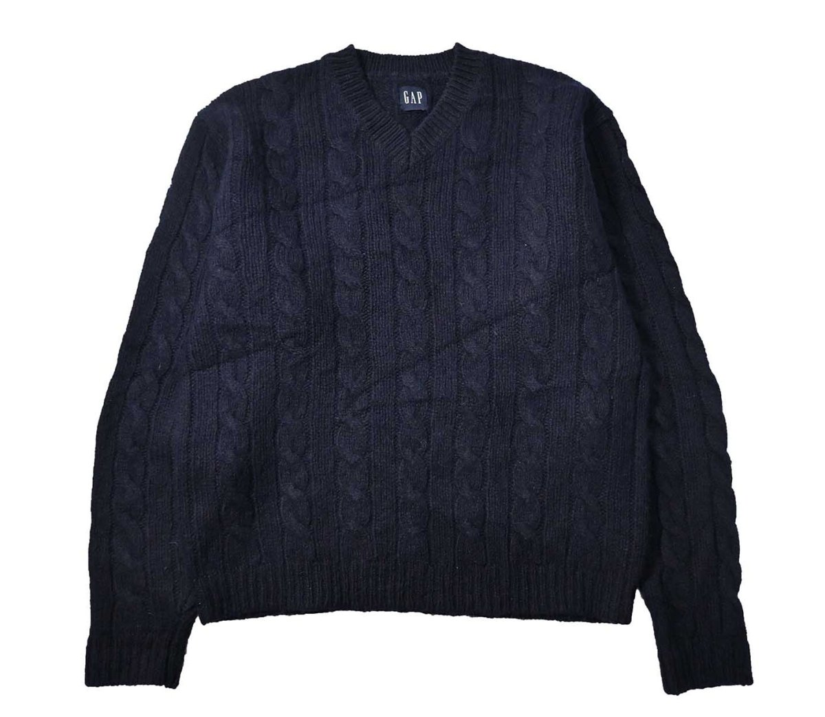 画像1: Used Gap V-Neck Wool Knit Sweater Navy (1)