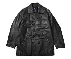 画像1: 00s Used Gap Leather Pea Coat (1)